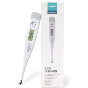 EUROPAPA Digitale koortsthermometer voor baby's, kinderen en volwassenen, thermometer voor oraal, axillair of rectaal, waterdicht met koortsalarm, grijs