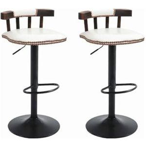 Barkrukken Bistrokruk Barstoelen In Hoogte Verstelbare Krukstoelen Set Van 2 Metalen Barkruk Hefhoge Krukken Lederen Tegenkrukken Barstoel Barkruk Keukenstoelen(White)