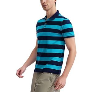 Heren Poloshirt Zomer Heren Gestreepte Korte Mouwen Golfshirts Katoenen Sport Casual Golf Poloshirt(Green,XXXX-Large)