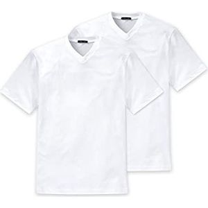 Schiesser Mannen 4 Pack Amerikaans T-shirt Single Jersey, Crew Neck of V-hals, M-XXXL - Zwart of Wit: Kleur: Wit (V-hals) | Maat: X-Large