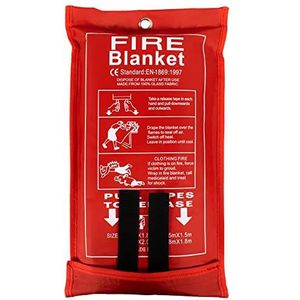 FLASLD Branddeken Brandbestrijdingsdeken voor keuken, kamperen, barbecue, noodoverlevingsdeken, vlamvertragend en vuurvast (180 cm x 240 cm)