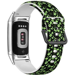 RYANUKA Zachte sportband compatibel met Fitbit Charge 5 / Fitbit Charge 6 (Halloween meisjes), siliconen armband, accessoire, Siliconen, Geen edelsteen