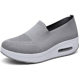 Walking Shoes - Air Cushion Sneakers, Slip On Sneakers for Women (37,Grey)