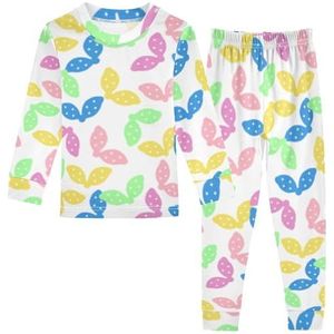 LI ZHI XIN Katoenen Paj-set voor kinderen, jongens, meisjes, nachtkleding set, kinderen, lange mouwen, Paj-set, 2-delige homewear, nachtkleding leeftijd 1-8 jaar, kleurrijk strikpatroon, Meerkleurig