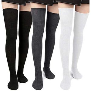 Moon Wood Dames Warmte Kniekousen Dikke Hoge Kousen Super Lange Katoen Gebreide Beenwarmers