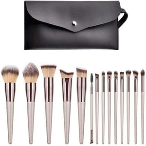 MQPALZKD 14 Champagne Gouden Make-upborstelset Poederkwast Oogschaduwborstel For Visagiste