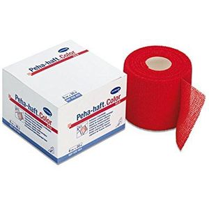 Peha-haft Color Latexvrij rood 8 cm x 20 m, 1 bindmiddel, fixeerverband