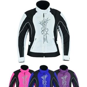 Warrior Gears Motorjas voor dames, grafisch borduurwerk, waterdichte jas voor dames, bikerjacks voor buiten, meisjes, CE gepantserde motortop, ontworpen beschermende uitrusting, Wit, 4XL