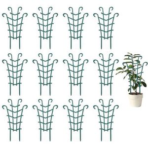 Plantenlatwerk, Mini-tuinlatwerk, Plantenklimlatwerk, Doe-het-zelf Plantenondersteuning Tuinstokken, Stapelbare Plastic Klimstokken voor Potplanten Klimplanten Wijnstokken Groenten Bloemen(12PCS-B)