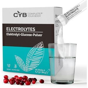 CYB Elektrolyte Cranberry – elektrolytenpoeder voor hydratatie en rehydratatie met natriumcitraat, kaliumchloride, natriumwaterstofcarbonaat en glucose – 20 x enkele dosis