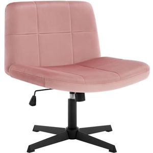 WOLTU Bureaustoel, ergonomische bureaustoel met extra grote zitting, zonder armleuningen, van fluweel met gekruiste poten en schommelfunctie, gestoffeerd, roze, BS158rs
