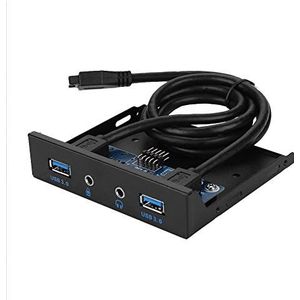 Voorpaneel, 3,5 inch 2 USB 3.0-poorten Metalen voorpaneel USB-hub Voorpaneel met HD-audio-uitgang, microfooningang voor desktop.
