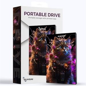 SUHSAI 1TB Externe harde schijf voor gaming 2,5 inch ultrasnelle externe HDD USB 3.0 draagbare harde schijven, opslaguitbreiding voor PS4, PS5, pc-games, smartphone, MAC (Cat Print)