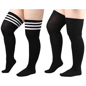 DRESHOW Plus Size Dij Hoge Sokken Gestreepte Over de Knie Lange Boot Kousen Knie Hoge Buis Sokken Beenwarmers voor Vrouwen