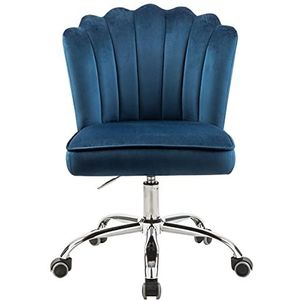 SEPNINE Bureaustoel met verstelbare hoogte voor thuiskantoor, ergonomische draaistoel voor computer, bureau, toilettafel, slaapkamer, woonkamer, blauw