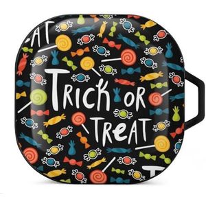 Trick-or-treat snoepjespatroon oordopjes hoesje compatibel met Samsung hard shell beschermhoes zwart-stijl