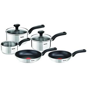 Tefal C973S3 Comfort Max 3-delige pannenset (steelpannen 14/16/18) Geschikt voor inductie, krasvrij, glazen deksel, inhoudsmarkering hoogwaardig RVS roestvrijstaal, energiezuinig koken