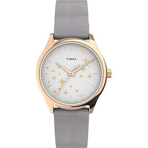 Timex Women's Starstruck 32mm Watch Rose Gold-Tone Case White Dial with Gray Leather Strap