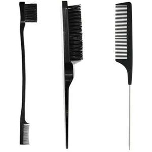 3 stks/partij Dubbelzijdige Edge Control Haar Kam Haar Styling Haarborstel Accessoires Nieuwe Borstel Kam Styling Partitie Kam (Maat: Zwart)