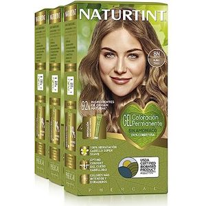 Naturtint Biobased | Ammoniakvrije kleuring | 100% grijsdekking | Plantaardige ingrediënten | Natuurlijke en langhoudende kleur | 8N Tarweblond | Pak van 3