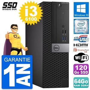 Dell PC OptiPlex 5050 SFF Intel i3-6100 RAM 64 GB SSD 120 GB HDMI Windows 10 WiFi (Rebuild)