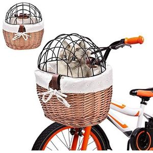 Seasaleshop Rieten mand voor op de fiets, stuurmand, fiets voor hond, fietsmand voor kleine huisdieren, katten, honden