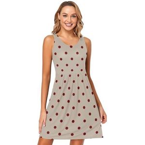 LI ZHI XIN Dames Zomerjurken Ronde Hals Casual A-lijn Mouwloos Vest Jurken met Zakken Rode Kleur Polka Dot, Meerkleurig, S