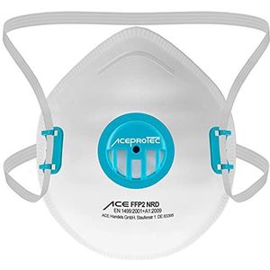 10 stuks ACE ProTec FFP2-maskers, wegwerpstofmasker met ventiel, EN 149, stofmasker tegen hout- en metaalstof