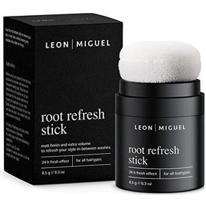 LEON MIGUEL Droogshampoo, poeder in handzakformaat tegen vettige aanzettingen, volume poeder voor meer frisheid en volume, veganistische droge shampoo met 24 uur Fresh Effect, root refresh stick