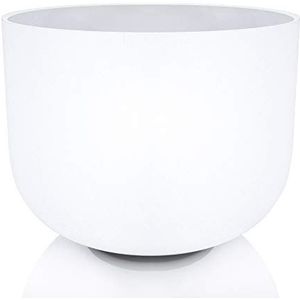 Klankschaal van gematteerd kristalglas, 20 cm, voor wortel-chakra klankschaalset inclusief O-ring, inclusief hanger, wit, ontspanning, meditatie, 8 inch, 440 Hz, 8F-wit