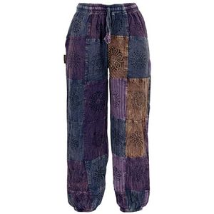 GURU SHOP Aladdinbroek, patchwork, unieke pofbroek, boho broek - paars / variant: Maat: L/XL, lila, 42