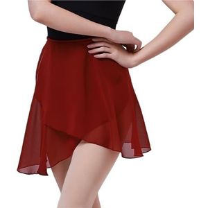 UBOHUZ Volwassen Ballet Dance Lace-up Rok Vrouwen Wrap Training Rokken voor Dansen voor Vrouwen, Rood, Eén maat
