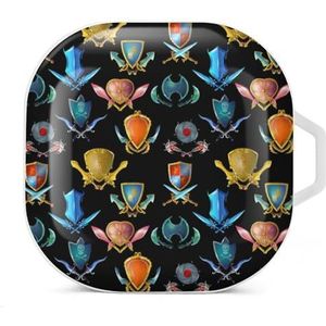 Middeleeuws wapenpatroon oordopjes hoesje compatibel met Samsung hard shell beschermhoes witte stijl