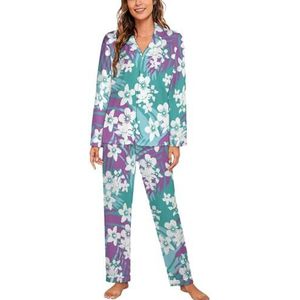 Mooie Bloemen Boeket Lange Mouw Pyjama Sets Voor Vrouwen Klassieke Nachtkleding Nachtkleding Zachte Pjs Lounge Sets