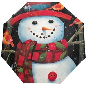 GAIREG Sneeuwpop met Rode Sjaal Opvouwbare Paraplu Winddichte Auto Open Sluiten Par