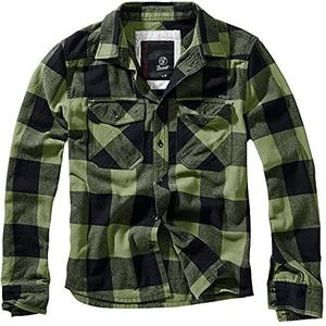 Brandit Checkshirt Flanellen overhemd zwart-olijf L 100% katoen Casual wear, Rock wear