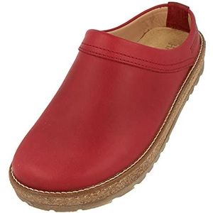 HAFLINGER - Travel-Cassic - Klompen - Rood - Leer met Rubberen Zool en Kurk-Latex Voetbed