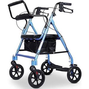 2 in 1 Fold Rollator Walker voor Senioren met Zitting en Rugleuning Verstelbare Hoogte Mobiliteit Walker voor Ouderen Gehandicapten Belasting 100kg