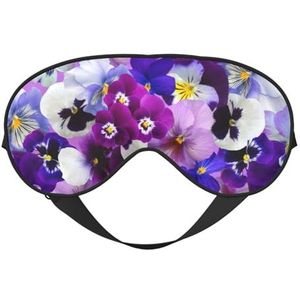 Paarse Bloem Print Comfortabel Oogmasker Ademend Verstelbare Mannen Vrouwen Lichtgewicht Reizen Yoga Werk