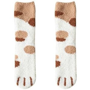 UYFRD 6 Pairs Vrouw Sokken Kawaii Cartoon Leuke 3D Hond Kat Poot Patroon Winter Vrouwelijke Fleece Warm Sneeuwveld Thuis Vloer Slapen Dikke, Zwart, One size