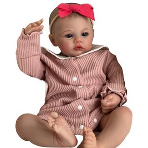 Lonian Reborn Dolls 49 cm slapende pasgeboren babyjongen, zacht siliconenvinyl, realistische pasgeboren babypoppen Preemie met zacht lichaam (blauwe ogen)