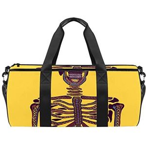 Shrewd vossen kijken naar je oranje patroon reistas sport bagage met rugzak draagtas gymtas voor mannen en vrouwen, Day of the Dead Skull skelet, 45 x 23 x 23 cm / 17.7 x 9 x 9 inch