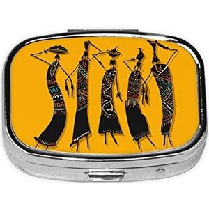 Creatieve Afrikaanse Cultuur Vierkante Pillendoos, Pil Dispenser Doos Kabeljauw Leverolie Doos Vitamine Pil Doos Patiënt Pillendoos