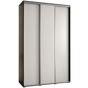 MEBLE KRYSPOL Davos 1 160 slaapkamerKledingkast met drie schuifdeuren - Moderne kledingkast, kledingroede en planken - 235,2x160x45 cm - zwart wit zilver