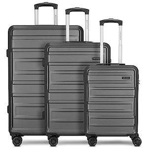 Worldpack New York 2.0 kofferset groot | Koffers & trolleys met 4 wielen en cijferslot - harde bagage met wasruimte, gekruiste pakband, draaggreep | Inhoud: 38L / 63L / 96L