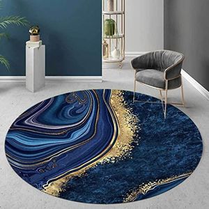 HGFHKL Gebied tapijt luxe rond tapijt woonkamer blauw goud Nordic abstracte moderne stijl tapijt tapijt slaapkamer decoratie tapijt