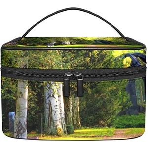 Make-up Organizer Bag, Reizen Make-up Tas Organizer Case Draagbare Cosmetische Tas voor Vrouwen en Meisjes Toiletartikelen Groen Wonderland Tuin Natuur, Meerkleurig, 22.5x15x13.8cm/8.9x5.9x5.4in