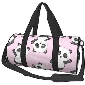 Roze panda reistas gymtas lichtgewicht bagagetas voor weekendsport vakantie, zwart, één maat, Zwart, Eén maat
