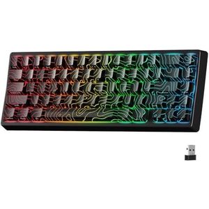 QPSJXN Jadestone Black Wireless Mechanical Toetsenbord met IMD-Tech Keycaps Tri-Mode Connectiviteit en Seal Design van M67 (Black)