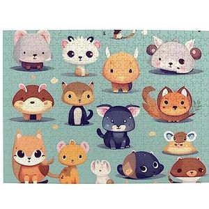 Leuke kleine dieren houten puzzel 500 stuks voor kinderen volwassen puzzel 20,4 inch x 15 inch (ca. 52 cm x 38 cm)